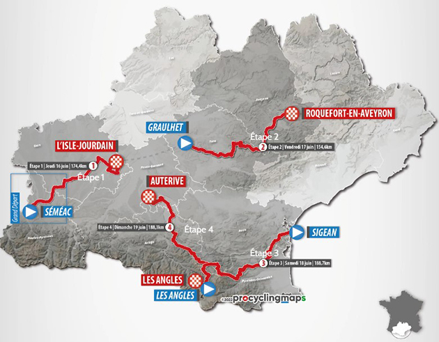 2022 Tour d'Occitanie map